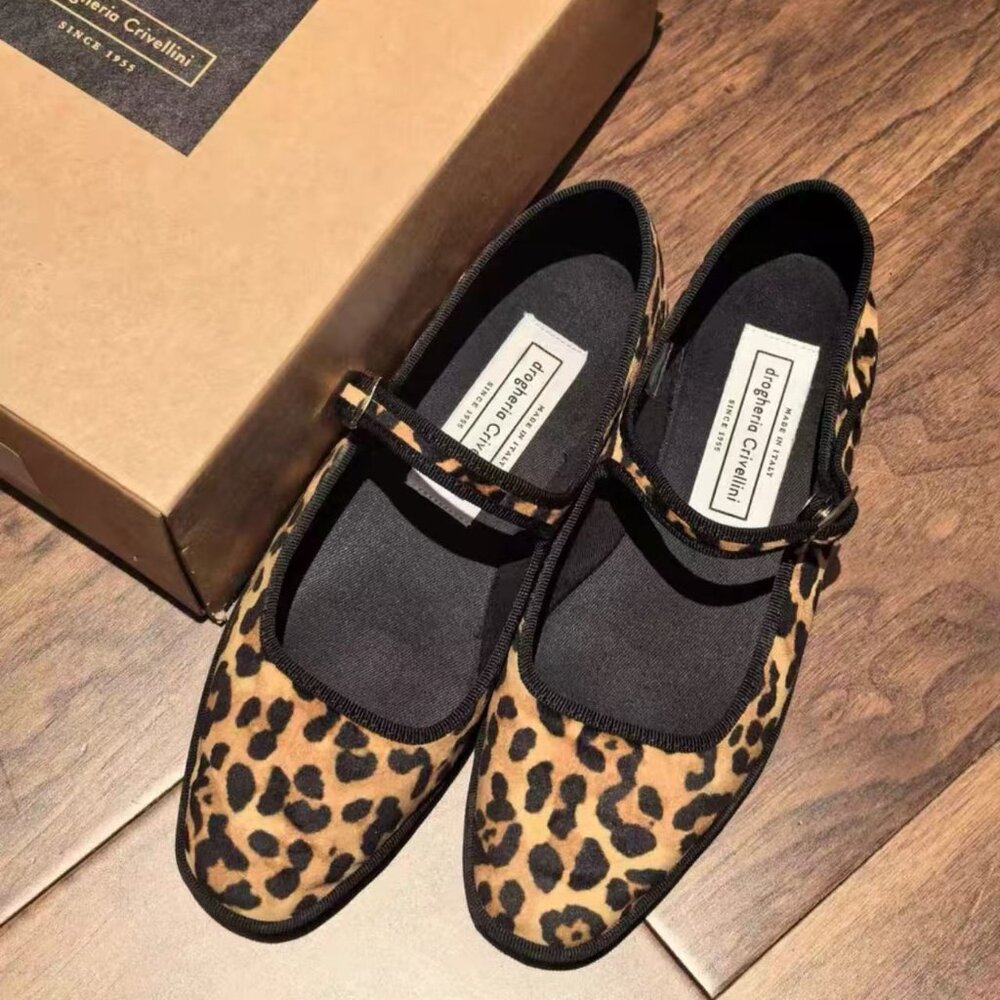 US 6 (EU 36) Drogheria Crivellini Leopard Mary Jane Flats | Made in Italy Like N